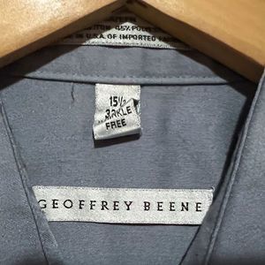 Men's Gray Geoffrey Beene Size 15 1/2 Button Down Dress Shirt